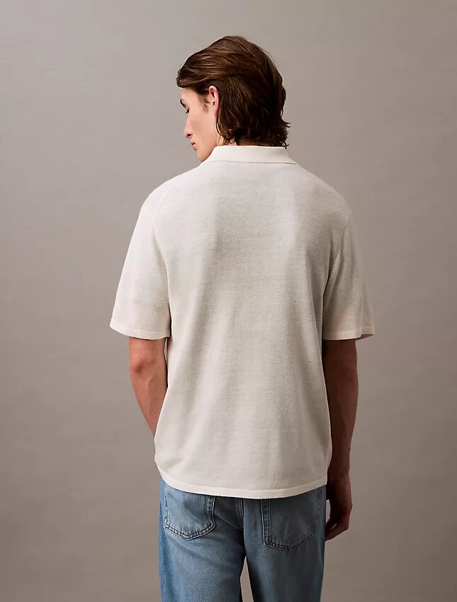 Linen Blend Classic Sweater Polo Shirt Linen Blend Classic Sweater Polo Shirt