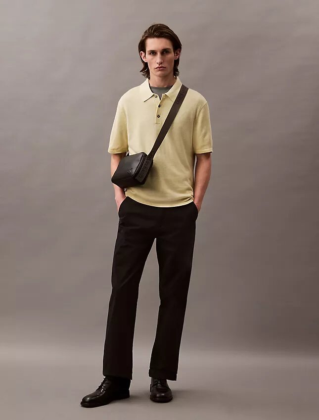 Linen Blend Classic Sweater Polo Shirt Linen Blend Classic Sweater Polo Shirt