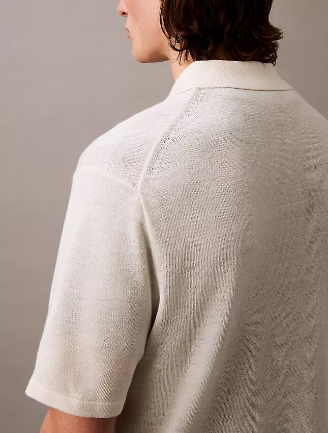 Linen Blend Classic Sweater Polo Shirt Linen Blend Classic Sweater Polo Shirt