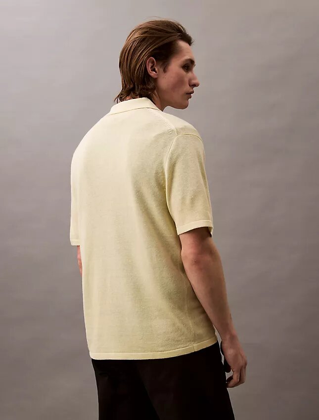 Linen Blend Classic Sweater Polo Shirt Linen Blend Classic Sweater Polo Shirt