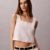 Linen Blend Cropped Tank Top Linen Blend Cropped Tank Top