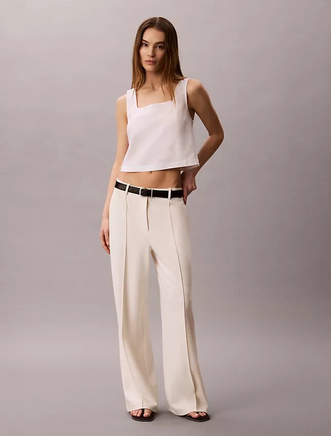 Linen Blend Cropped Tank Top Linen Blend Cropped Tank Top