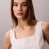 Linen Blend Cropped Tank Top Linen Blend Cropped Tank Top