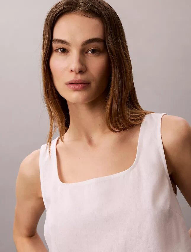 Linen Blend Cropped Tank Top Linen Blend Cropped Tank Top