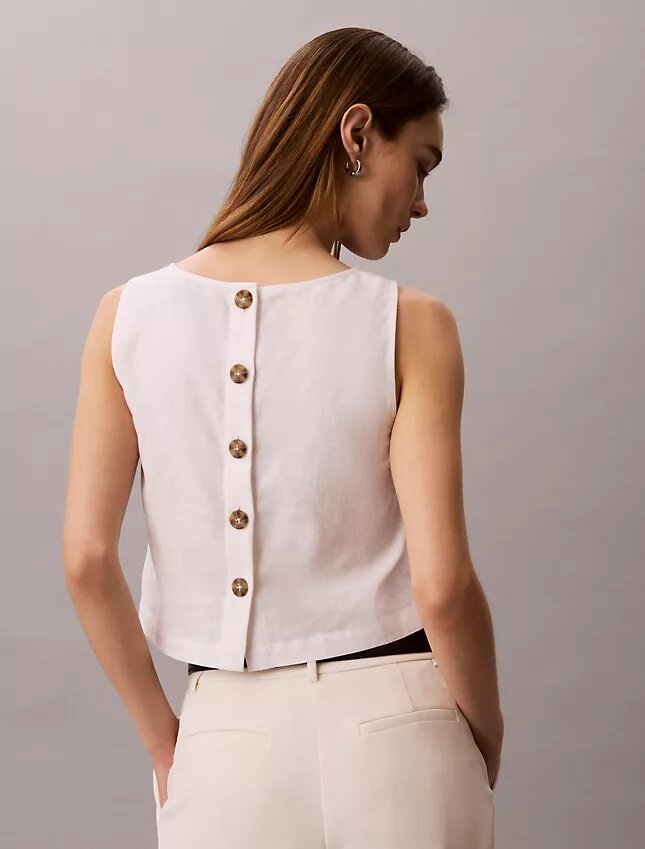 Linen Blend Cropped Tank Top Linen Blend Cropped Tank Top
