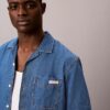 Linen Blend Denim Button-Down Shirt