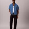 Linen Blend Denim Button-Down Shirt