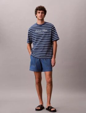 Linen Blend Denim Pull-On Shorts
