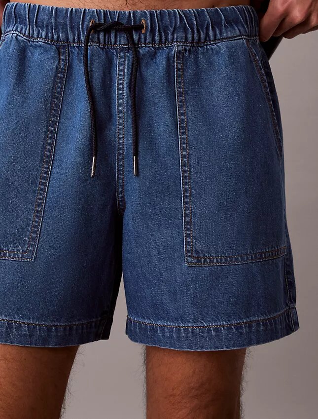 Linen Blend Denim Pull-On Shorts Linen Blend Denim Pull-On Shorts