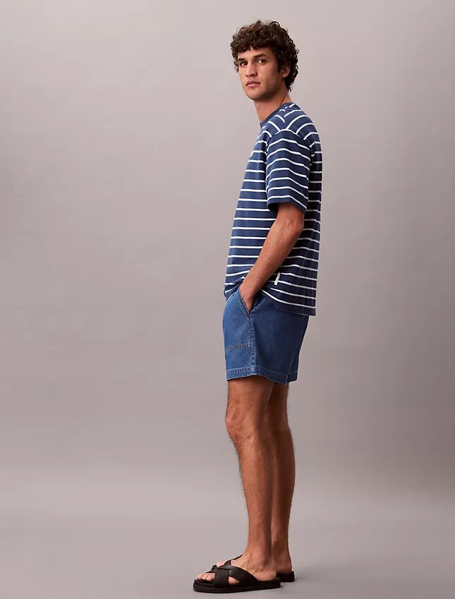 Linen Blend Denim Pull-On Shorts Linen Blend Denim Pull-On Shorts