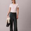 Linen Blend Drawstring Wide Leg Pants Linen Blend Drawstring Wide Leg Pants