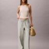 Linen Blend Drawstring Wide Leg Pants Linen Blend Drawstring Wide Leg Pants