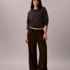 Linen Blend Drawstring Wide Leg Pants Linen Blend Drawstring Wide Leg Pants