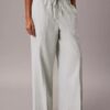 Linen Blend Drawstring Wide Leg Pants Linen Blend Drawstring Wide Leg Pants