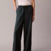 Linen Blend Drawstring Wide Leg Pants Linen Blend Drawstring Wide Leg Pants