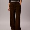 Linen Blend Drawstring Wide Leg Pants Linen Blend Drawstring Wide Leg Pants
