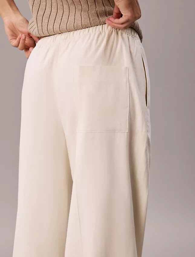 Linen Blend Drawstring Wide Leg Pants Linen Blend Drawstring Wide Leg Pants