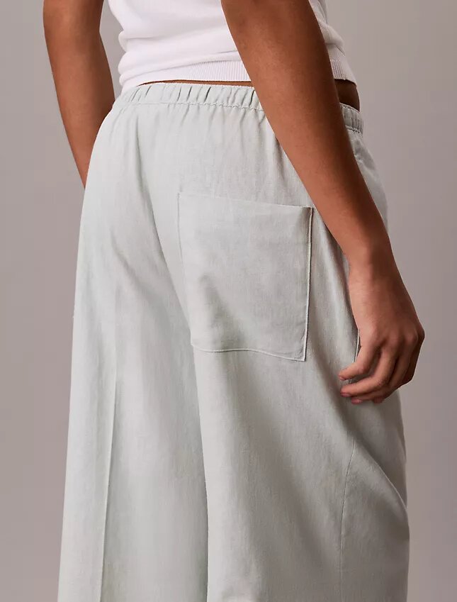 Linen Blend Drawstring Wide Leg Pants Linen Blend Drawstring Wide Leg Pants