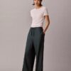 Linen Blend Drawstring Wide Leg Pants Linen Blend Drawstring Wide Leg Pants