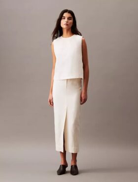 Linen Blend Midi Skirt