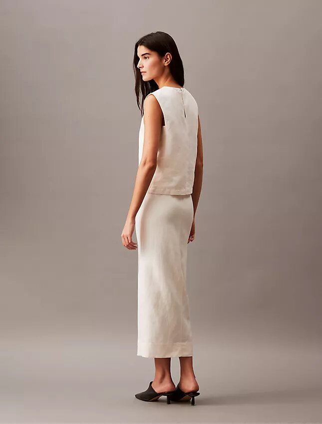 Linen Blend Midi Skirt Linen Blend Midi Skirt