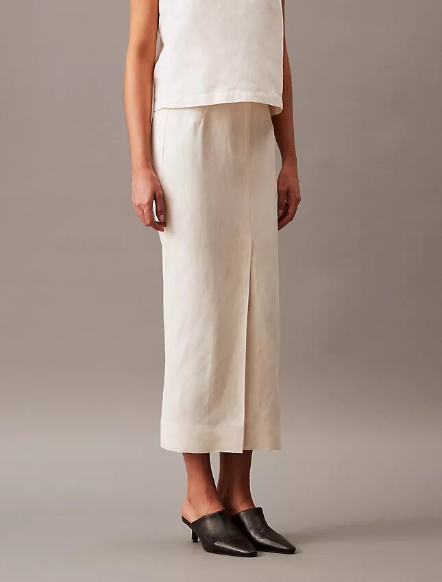 Linen Blend Midi Skirt Linen Blend Midi Skirt