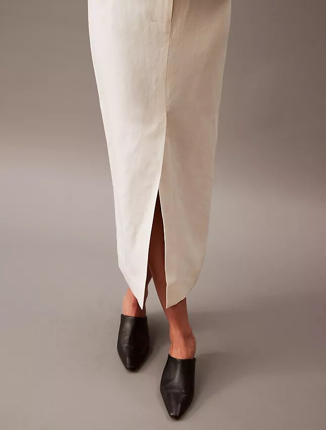 Linen Blend Midi Skirt Linen Blend Midi Skirt