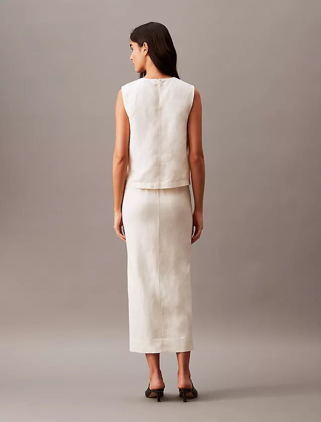 Linen Blend Midi Skirt Linen Blend Midi Skirt