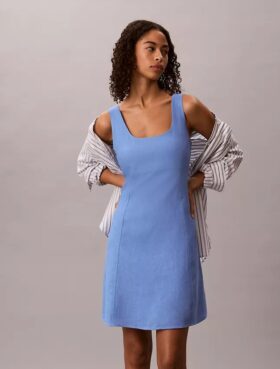 Linen Blend Mini Dress