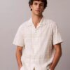 Linen Blend Plaid Relaxed Button-Down Shirt