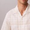 Linen Blend Plaid Relaxed Button-Down Shirt