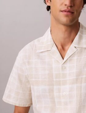 Linen Blend Plaid Relaxed Button-Down Shirt Linen Blend Plaid Relaxed Button-Down Shirt