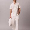 Linen Blend Plaid Relaxed Button-Down Shirt