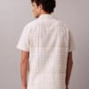Linen Blend Plaid Relaxed Button-Down Shirt