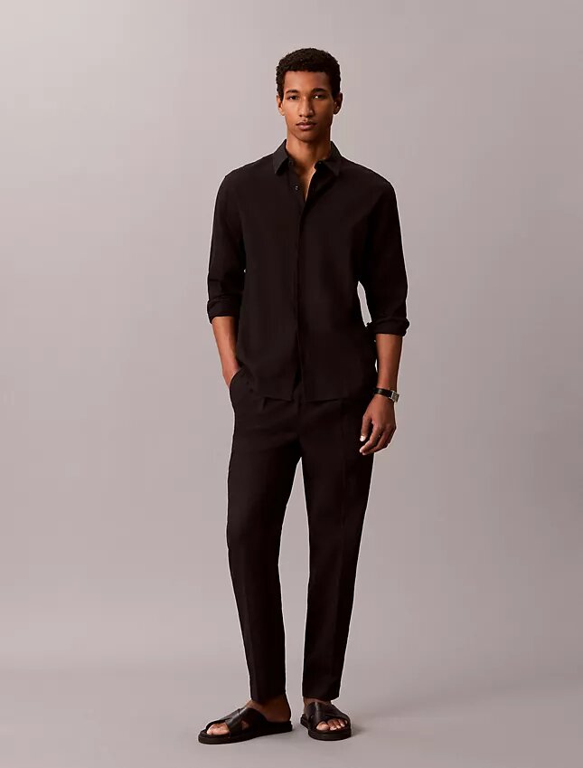 Linen Blend Pleated Pull-On Pants Linen Blend Pleated Pull-On Pants