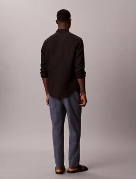 Linen Blend Pleated Pull-On Pants