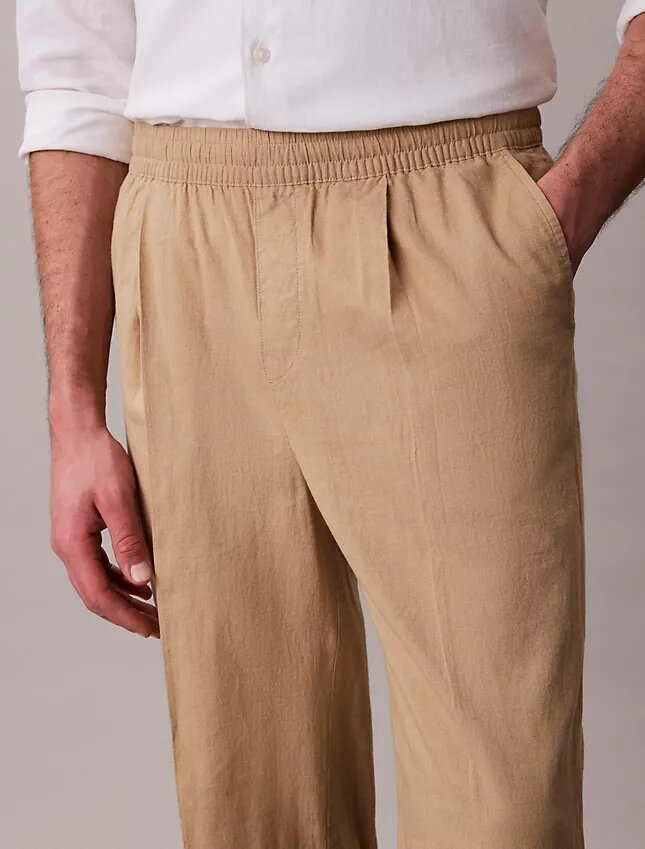 Linen Blend Pleated Pull-On Pants Linen Blend Pleated Pull-On Pants