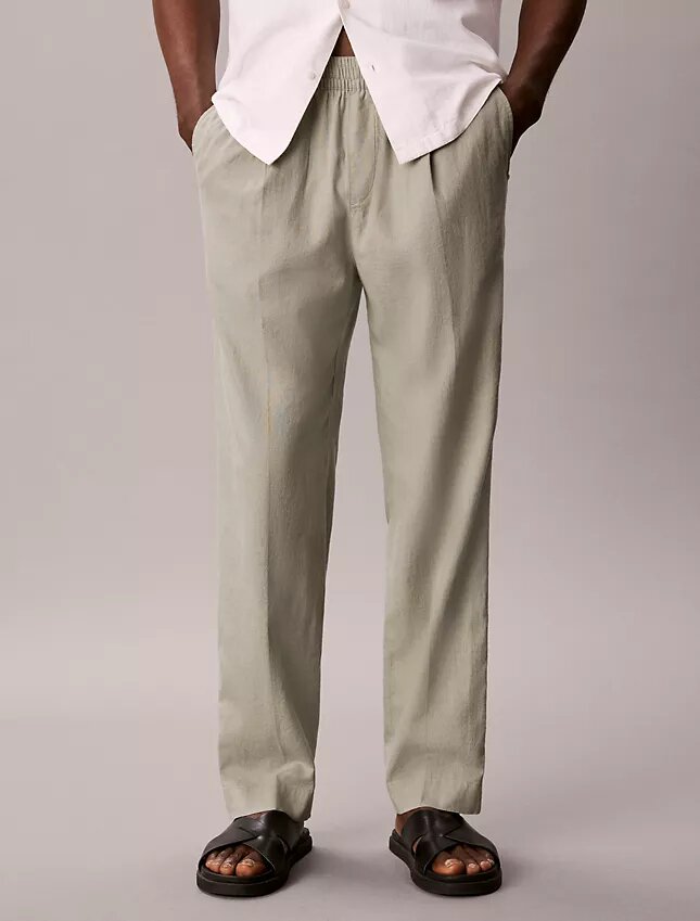 Linen Blend Pleated Pull-On Pants Linen Blend Pleated Pull-On Pants