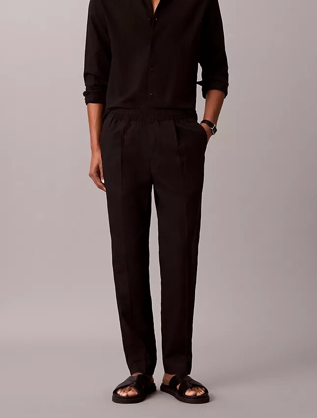 Linen Blend Pleated Pull-On Pants Linen Blend Pleated Pull-On Pants