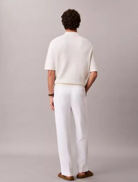 Linen Blend Pleated Pull-On Pants