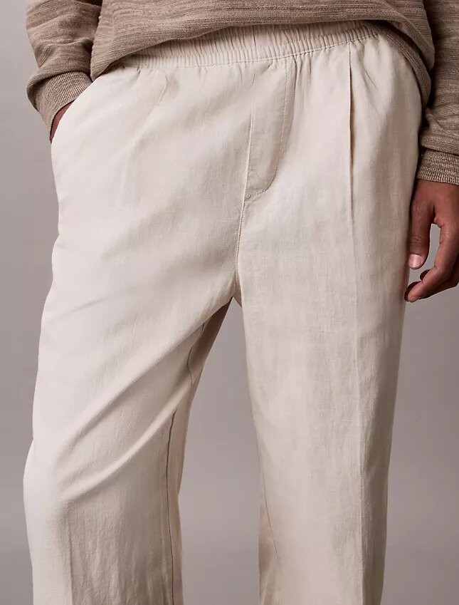 Linen Blend Pleated Pull-On Pants Linen Blend Pleated Pull-On Pants