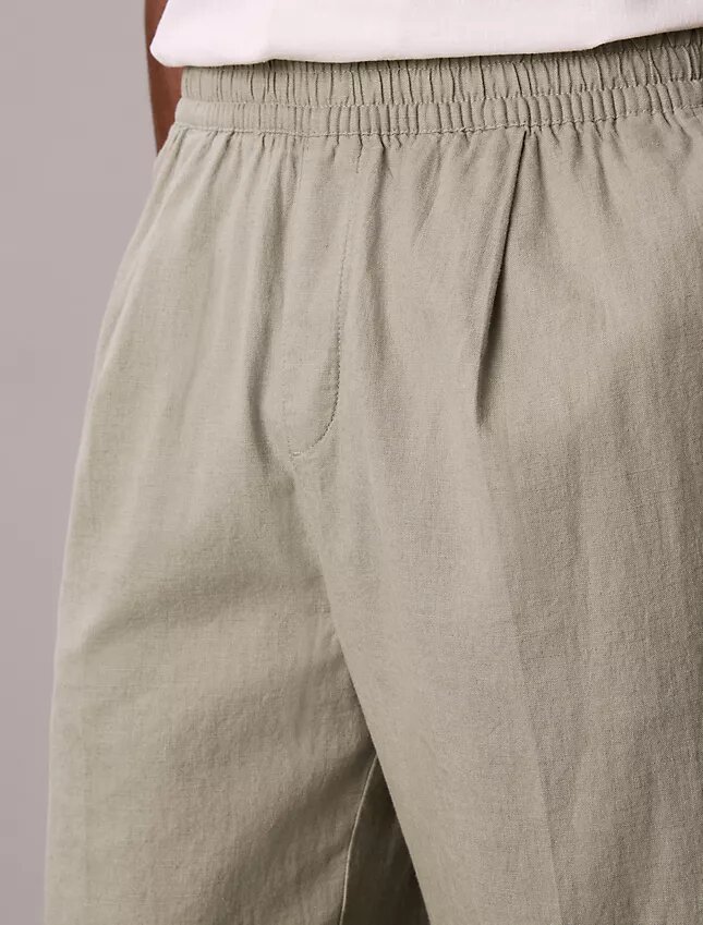Linen Blend Pleated Pull-On Pants Linen Blend Pleated Pull-On Pants