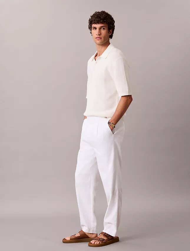 Linen Blend Pleated Pull-On Pants Linen Blend Pleated Pull-On Pants