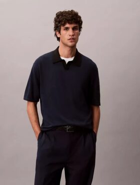 Linen Blend Polo Sweater