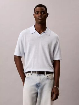 Linen Blend Polo Sweater