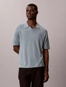 Linen Blend Polo Sweater