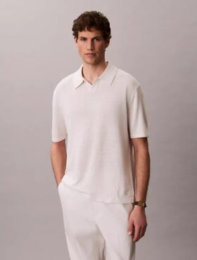 Linen Blend Polo Sweater