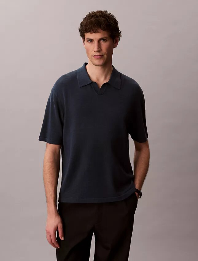 Linen Blend Polo Sweater Linen Blend Polo Sweater