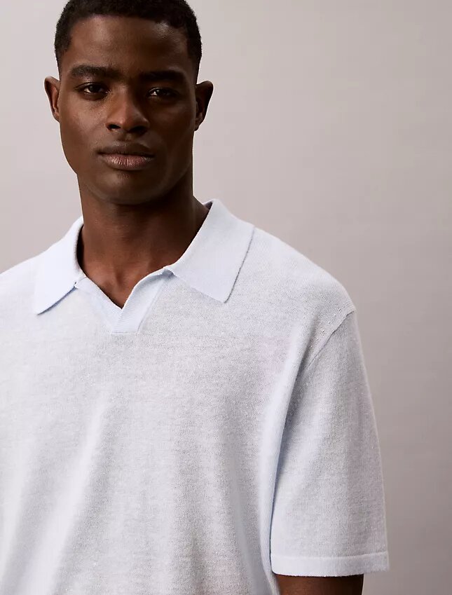 Linen Blend Polo Sweater Linen Blend Polo Sweater