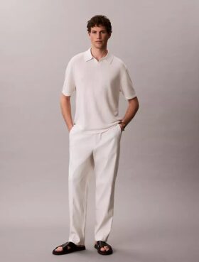 Linen Blend Polo Sweater